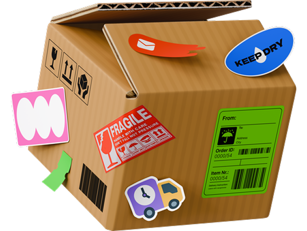 box with stickers